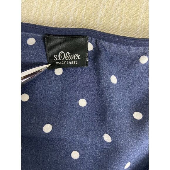 S. OLIVER BLACK LABEL Women's  Blue Polka Dot  Riffle Blouse Top Shirt Size 10 - Picture 7 of 8